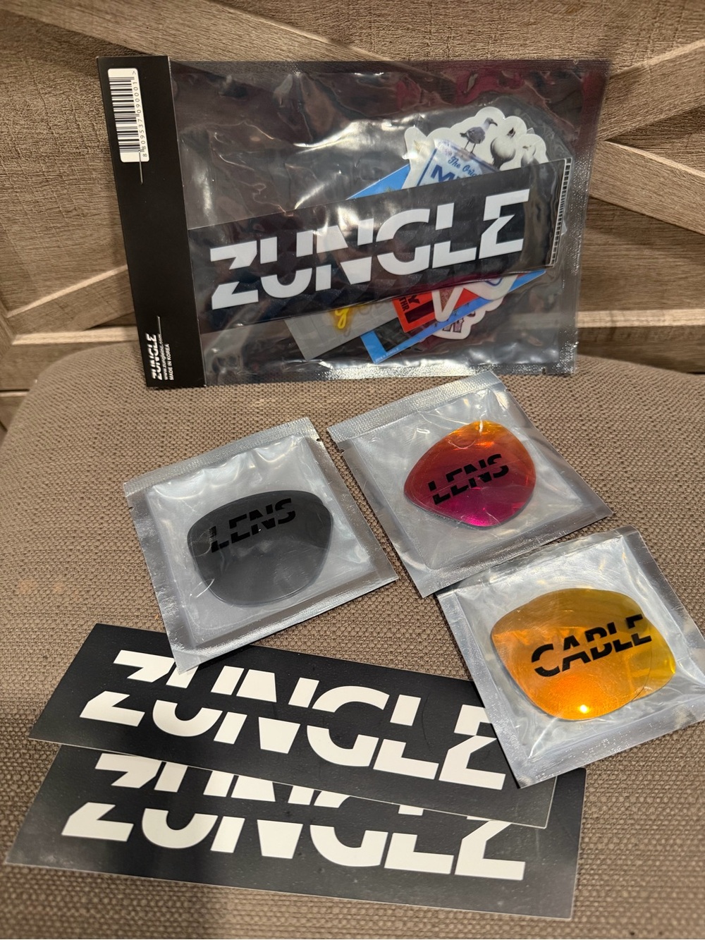 Zungle Replacement Lenses & Sticker Pack - Black, Pink, Orange For Sunglasses